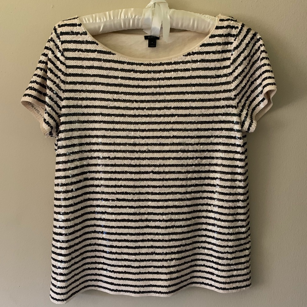 J Crew Striped Sequin Top